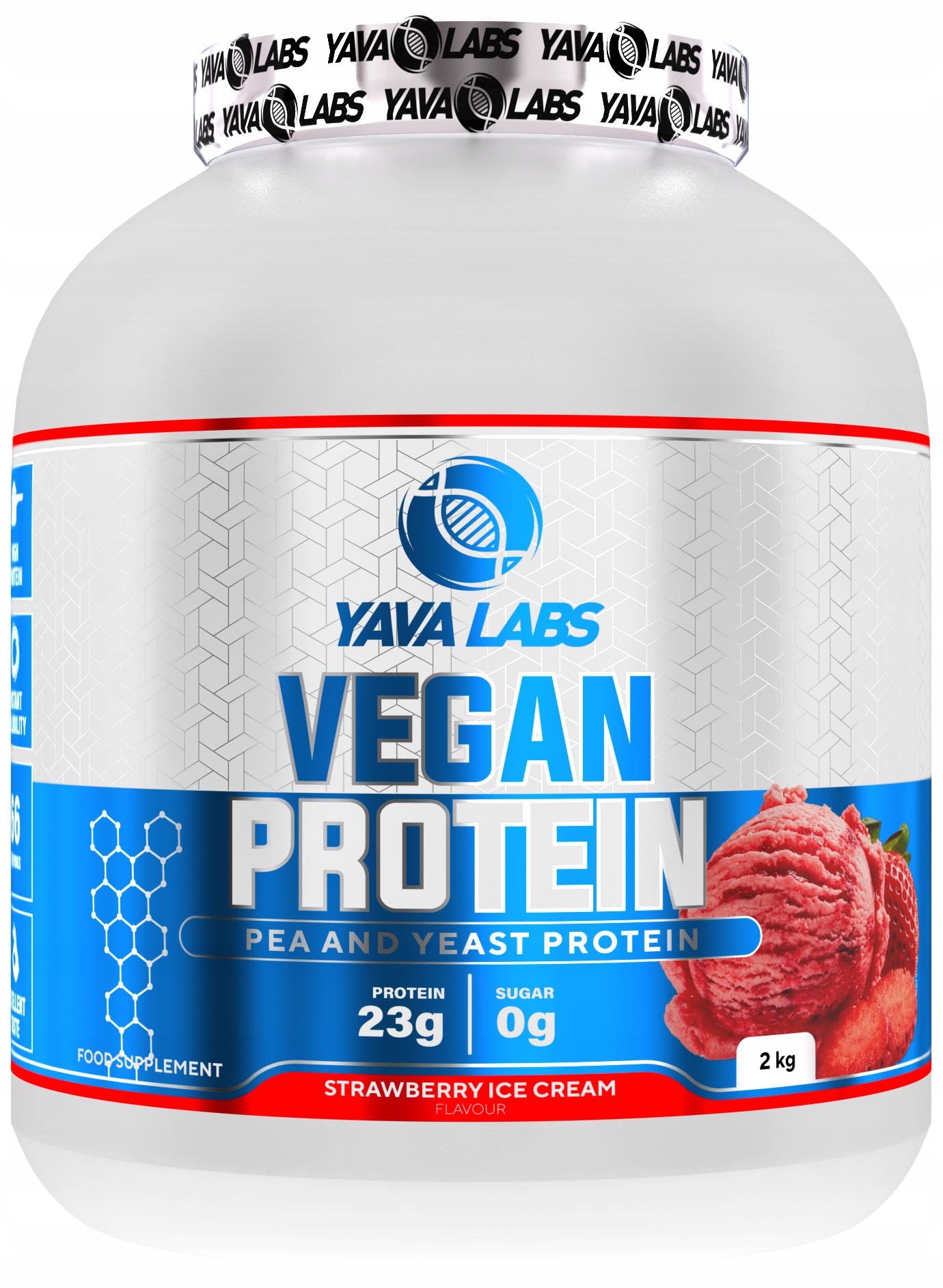 VEGAN PROTEIN BIAŁKO WEGAŃSKIE 23G W PORCJI - LODY TRUSKAWKOWE YAVA LABS