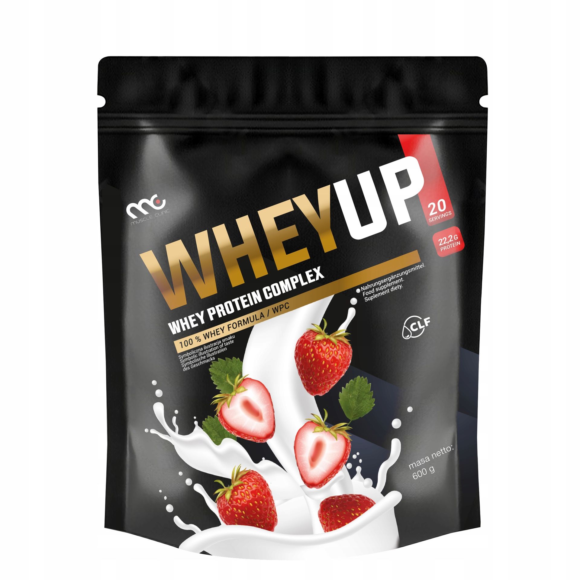 BIAŁKO ODŻYWKA BIAŁKOWA WHEYUP MUSCLE CLINIC 600g SMAK TRUSKAWKA