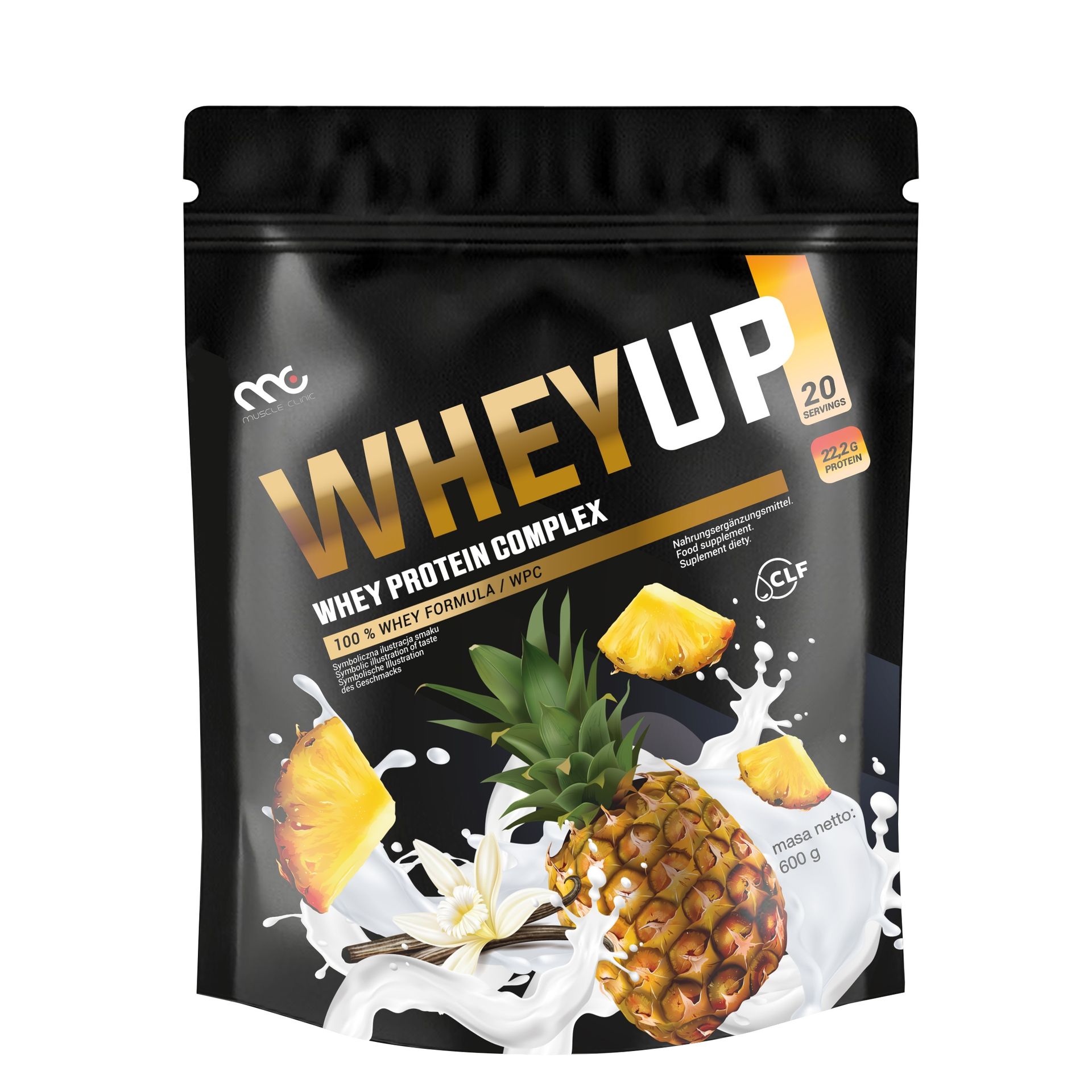BIAŁKO ODŻYWKA BIAŁKOWA WHEYUP MUSCLE CLINIC 600g SMAK WANILIA ANANAS