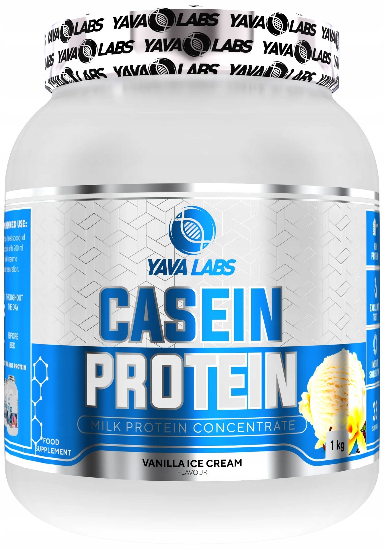 Białko na noc Protein Casein 1kg / Białko Kazeinowe yava labs Wanilia
