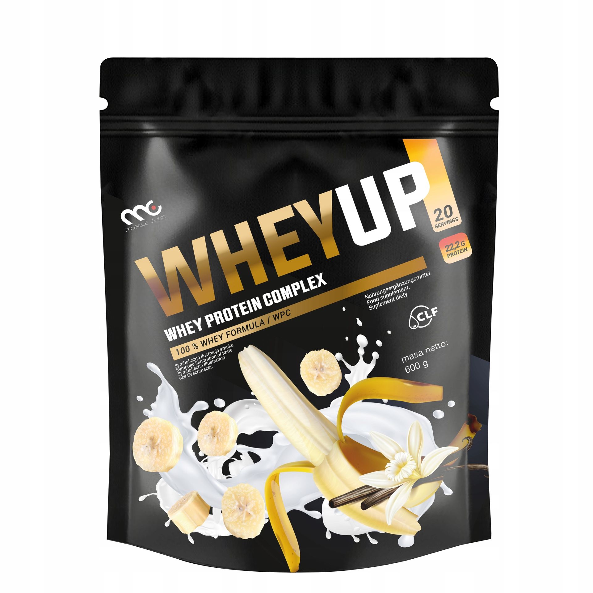 BIAŁKO ODŻYWKA BIAŁKOWA WHEYUP MUSCLE CLINIC 600g SMAK WANILIA BANAN
