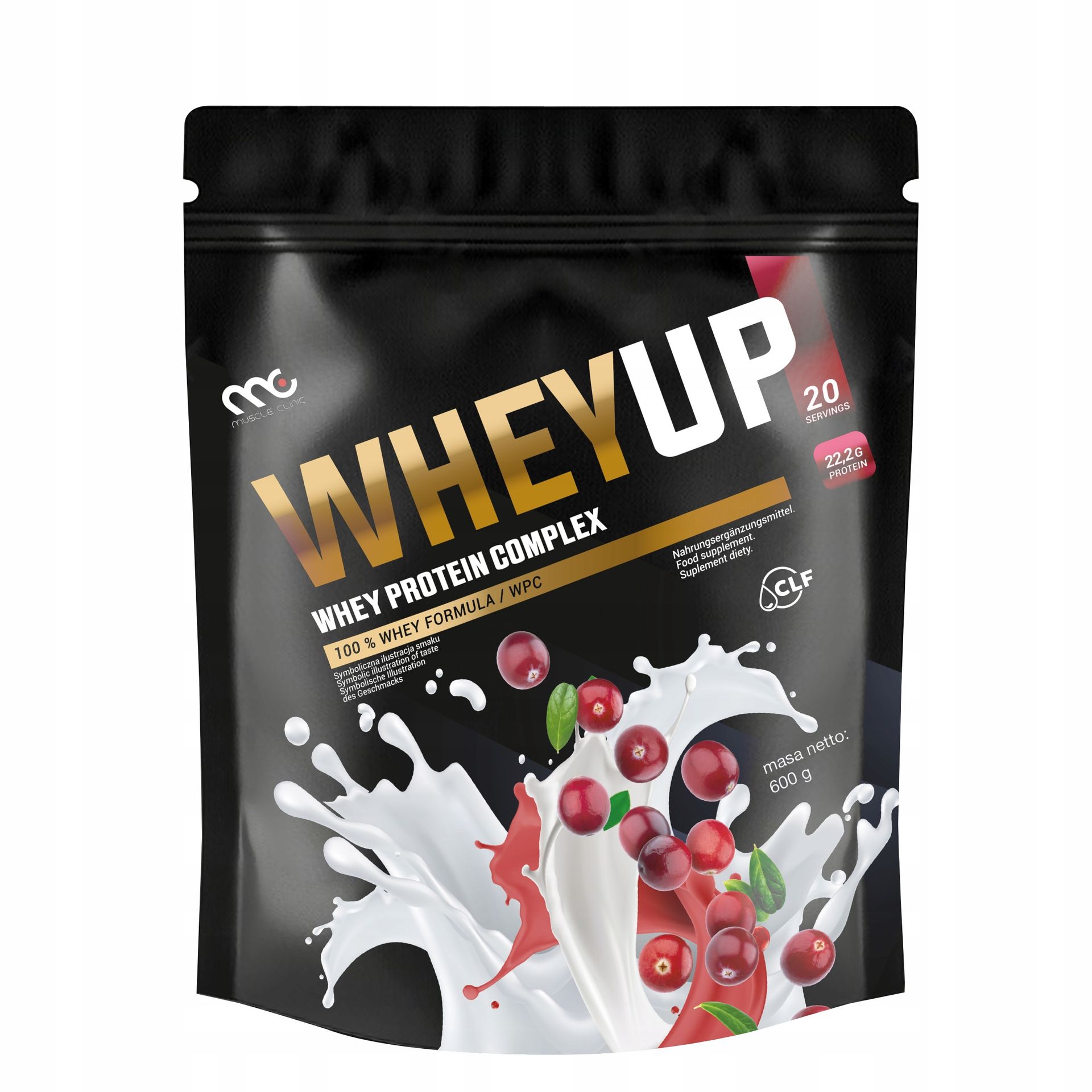 BIAŁKO ODŻYWKA BIAŁKOWA WHEYUP MUSCLE CLINIC 600g SMAK ŻURAWINA
