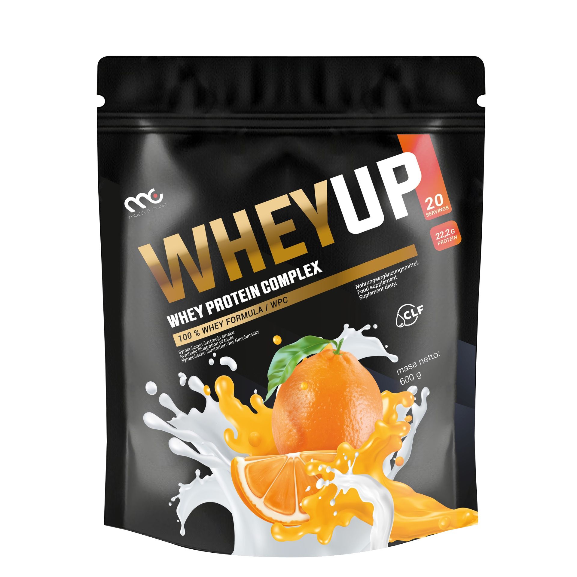 BIAŁKO ODŻYWKA BIAŁKOWA WHEYUP MUSCLE CLINIC 600g SMAK POMARAŃCZA