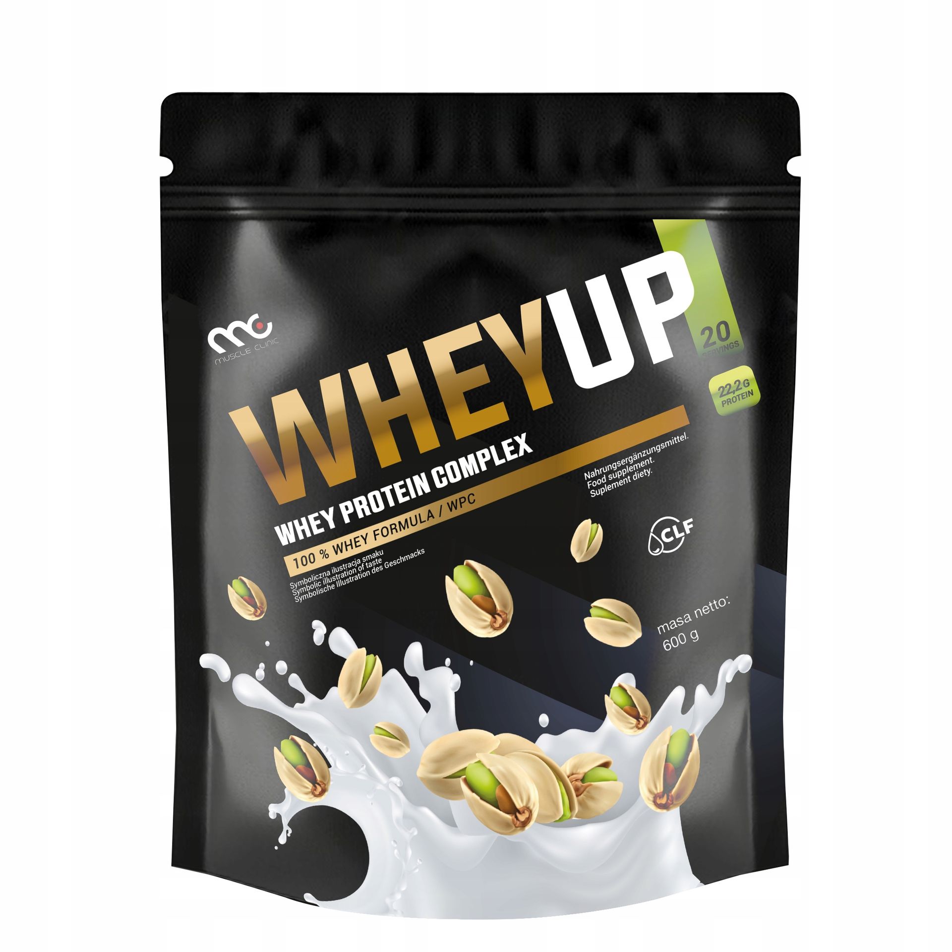 BIAŁKO ODŻYWKA BIAŁKOWA WHEYUP MUSCLE CLINIC 600g SMAK PISTACJA