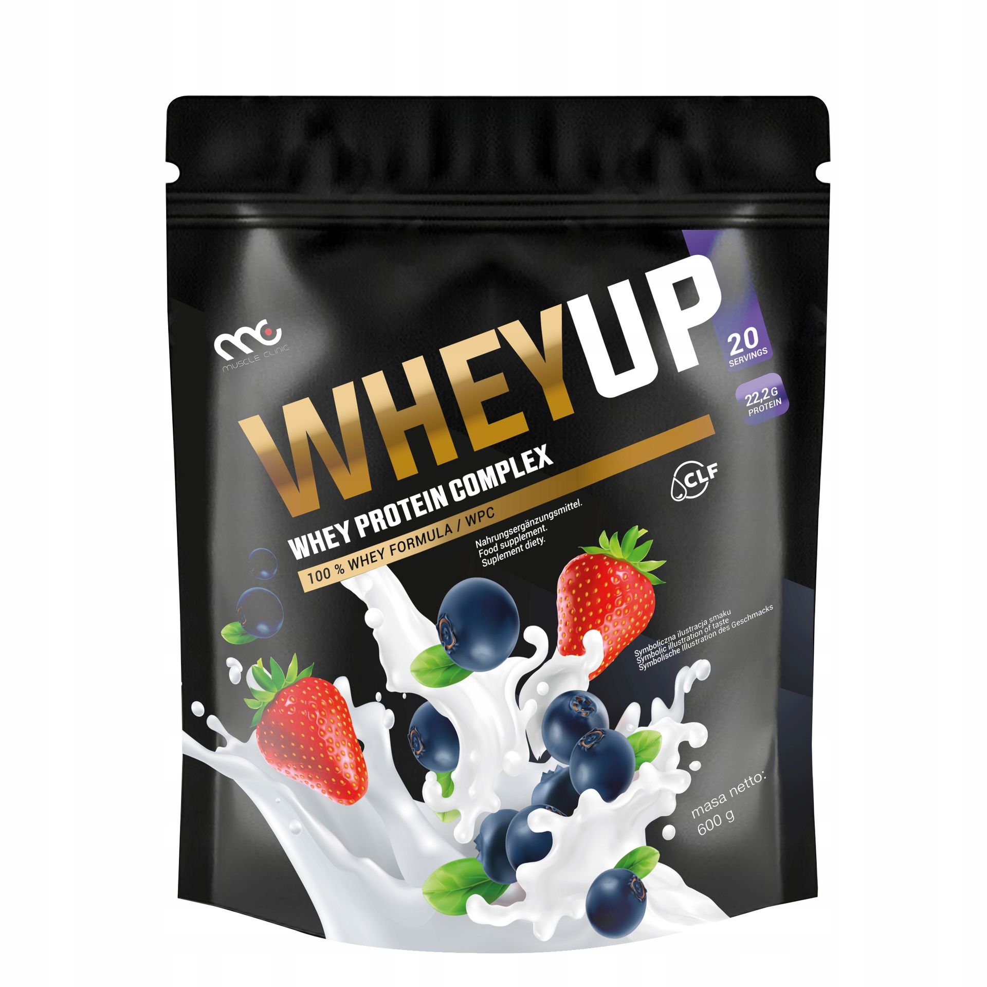 BIAŁKO ODŻYWKA BIAŁKOWA WHEYUP MUSCLE CLINIC 600g SMAK OWOCE LEŚNE