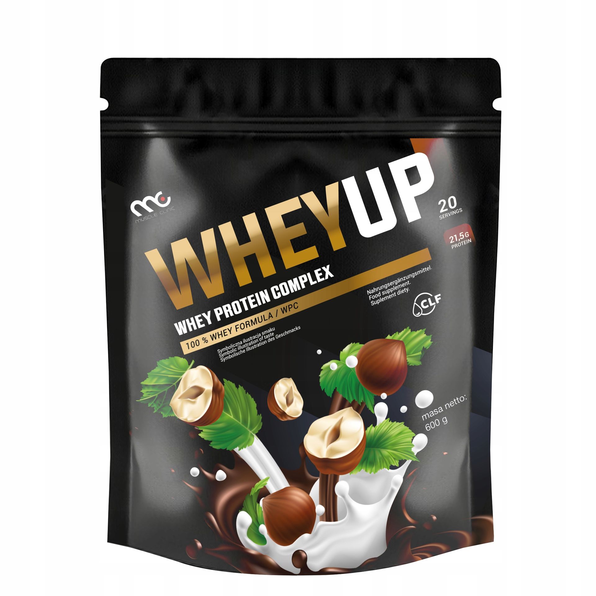 BIAŁKO ODŻYWKA BIAŁKOWA WHEYUP MUSCLE CLINIC 600g SMAK ORZECH LASKOWY
