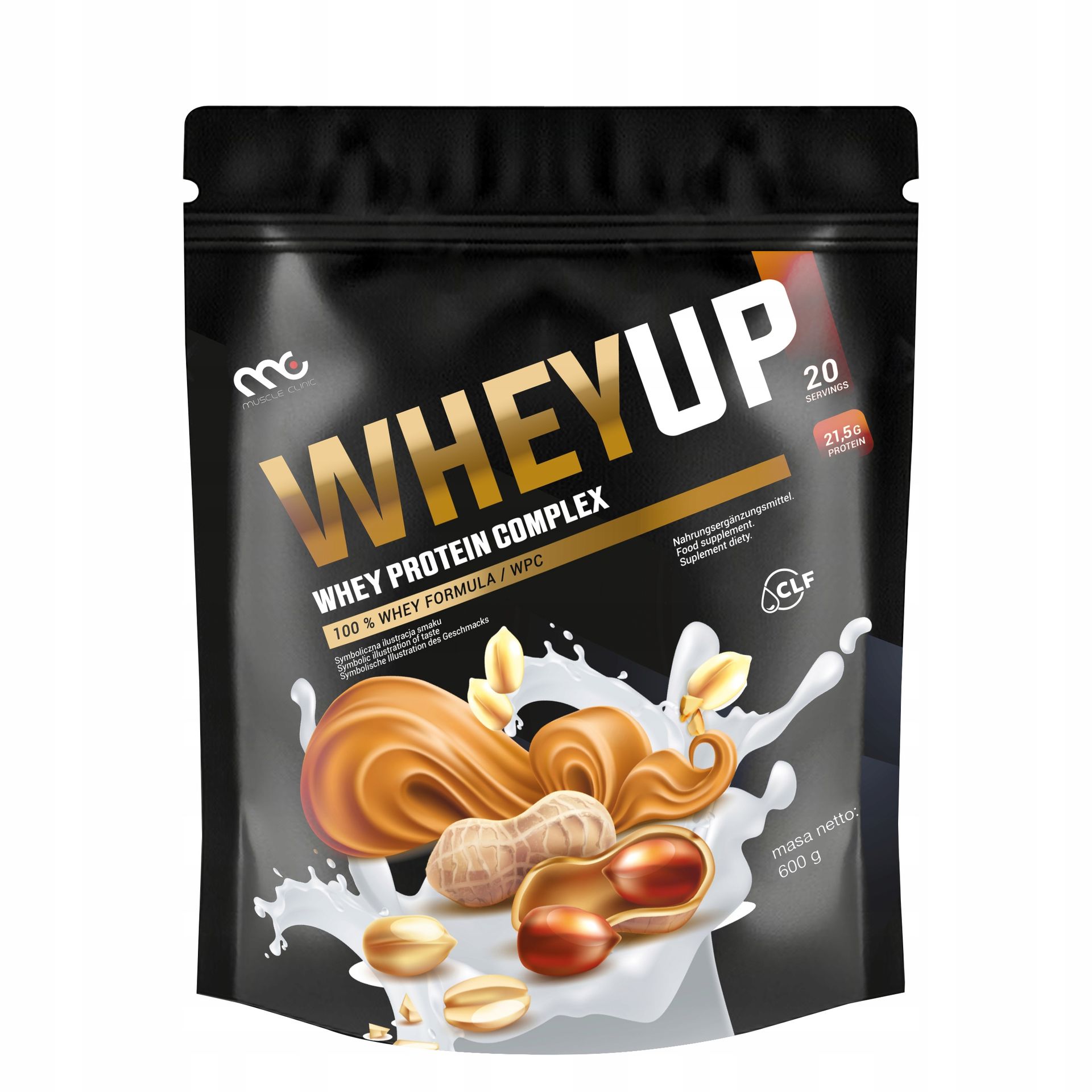 BIAŁKO ODŻYWKA BIAŁKOWA WHEYUP MUSCLE CLINIC 600g SMAK MASŁO ORZECHOWE