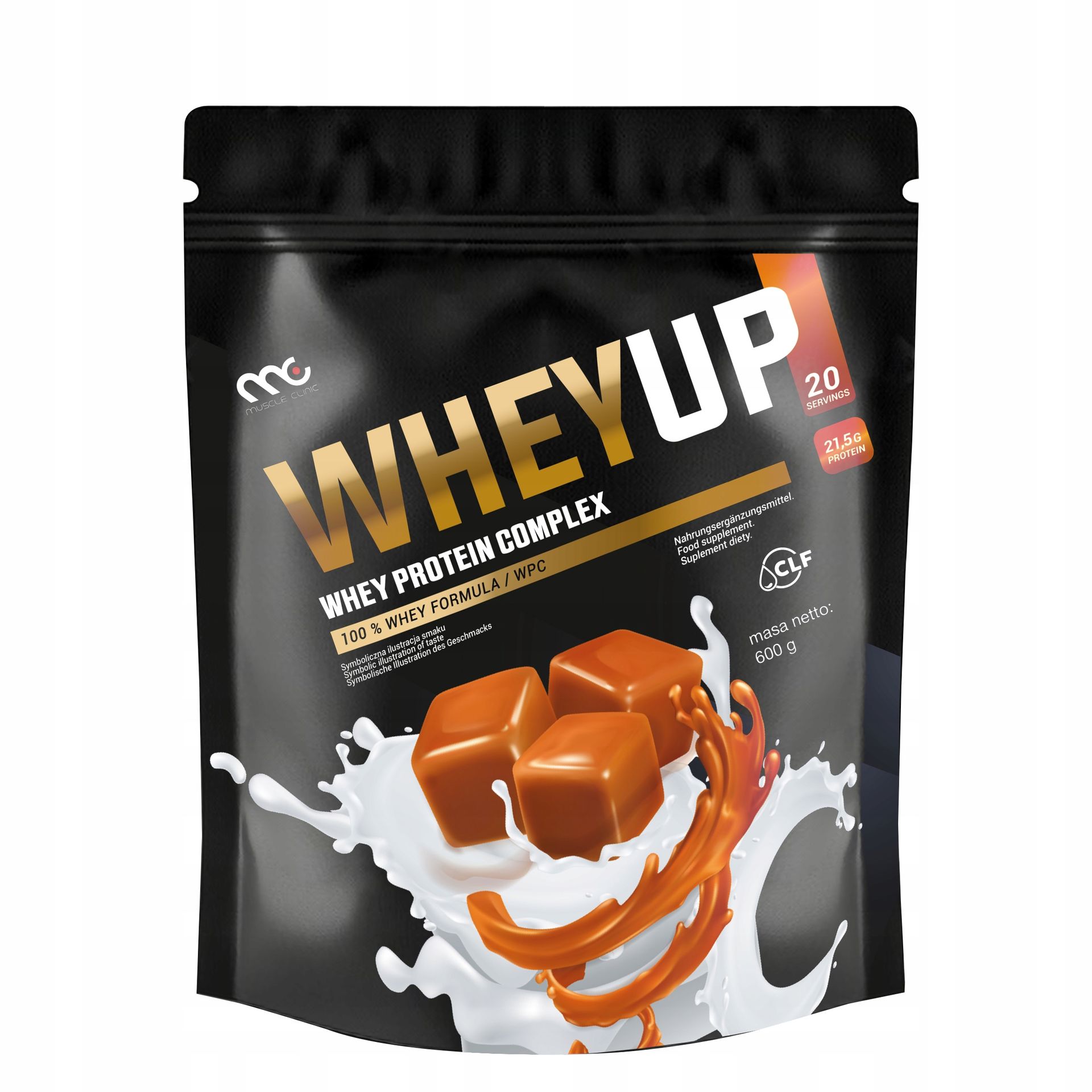 BIAŁKO ODŻYWKA BIAŁKOWA WHEYUP MUSCLE CLINIC 600g SMAK SŁONY KARMEL