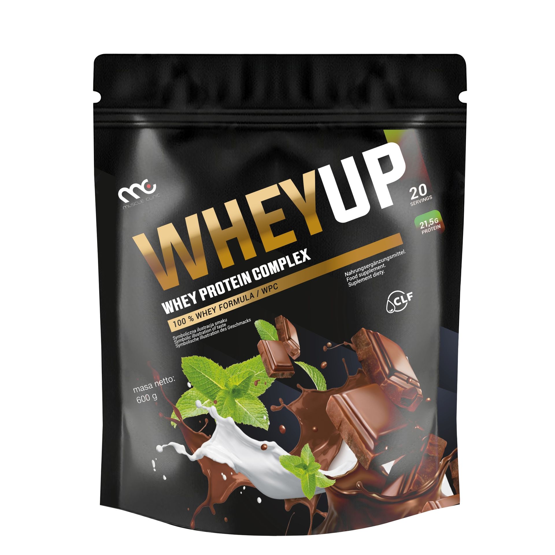Białko Odżywka białkowa Koncentrat WPC Muscle Clinic 600g Czekolada Mięta