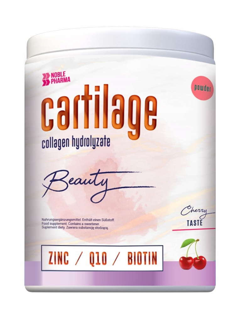 KOLAGEN WOŁOWY HYDROLIZAT WIŚNiA 250G NOBLE PHARMA CARTILAGE BEAUTY