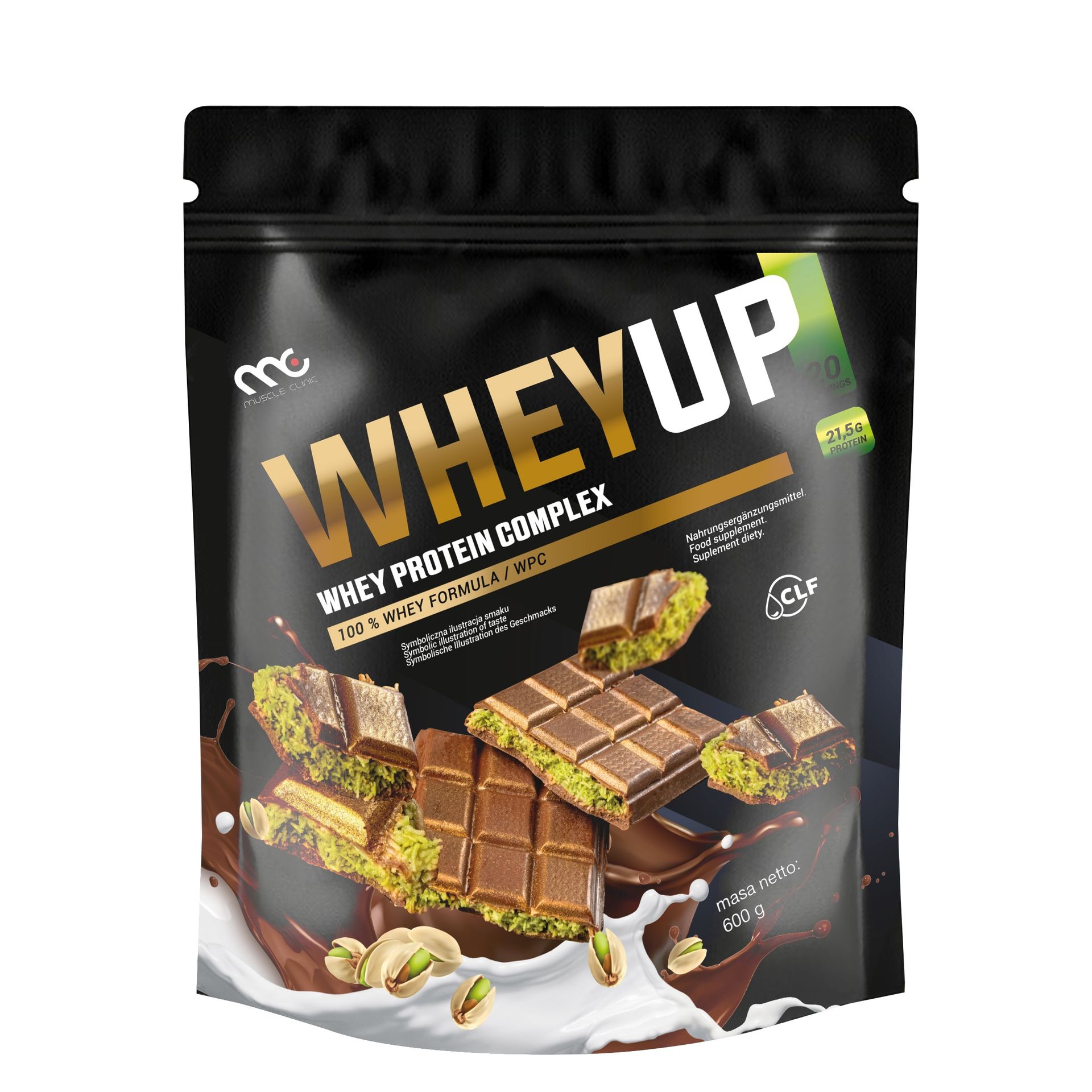 BIAŁKO ODŻYWKA BIAŁKOWA WHEYUP MUSCLE CLINIC 600g SMAK DUBAJSKA CZEKOLADA