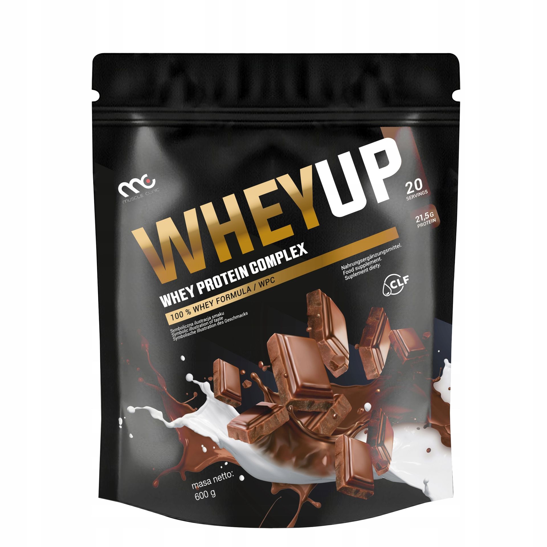 BIAŁKO ODŻYWKA BIAŁKOWA WHEYUP MUSCLE CLINIC 600g SMAK CZEKOLADOWY