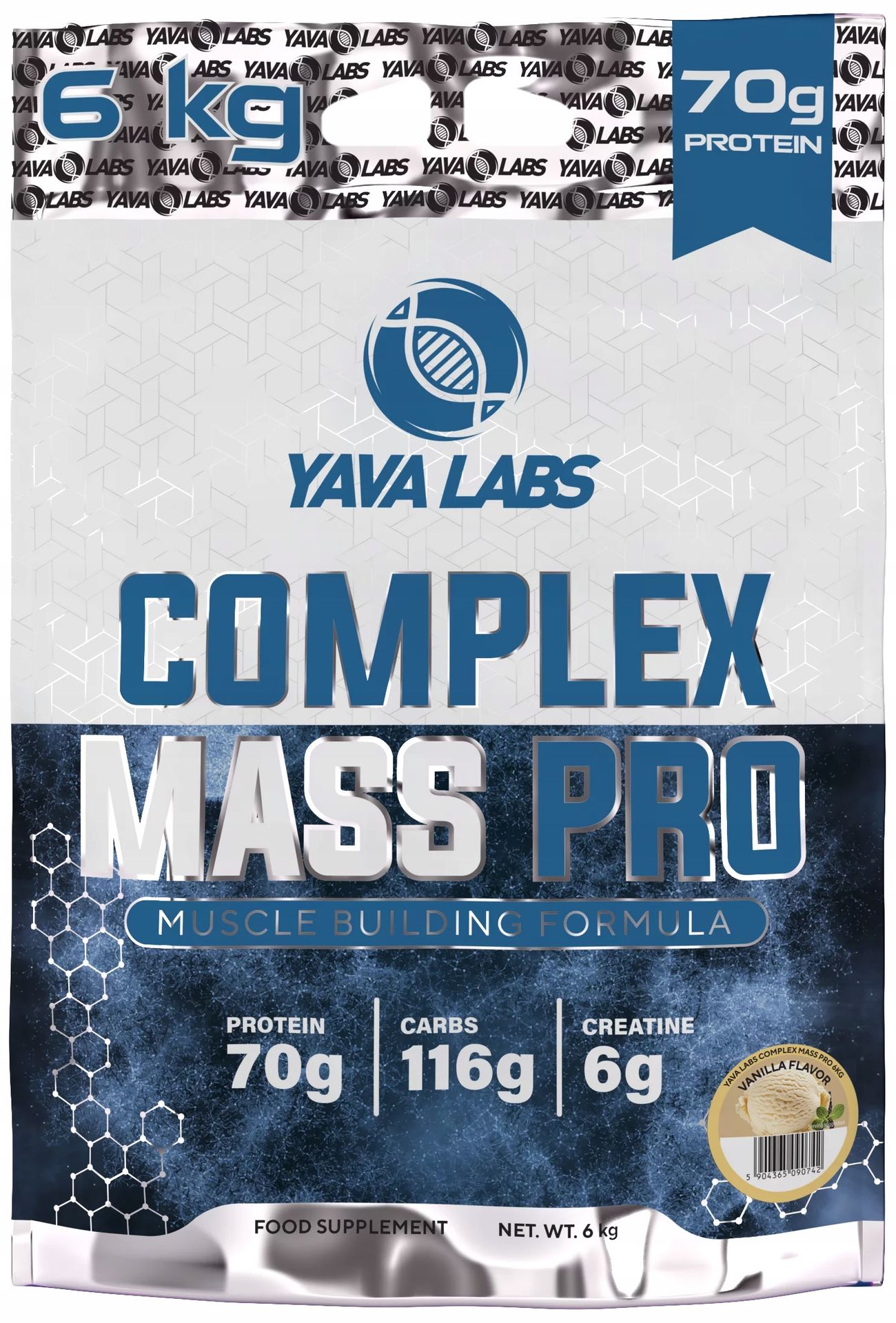 Kompleks Pro Mass 6kg/ Gainer Yava Labs - Gainer dla sportowców Wanilia