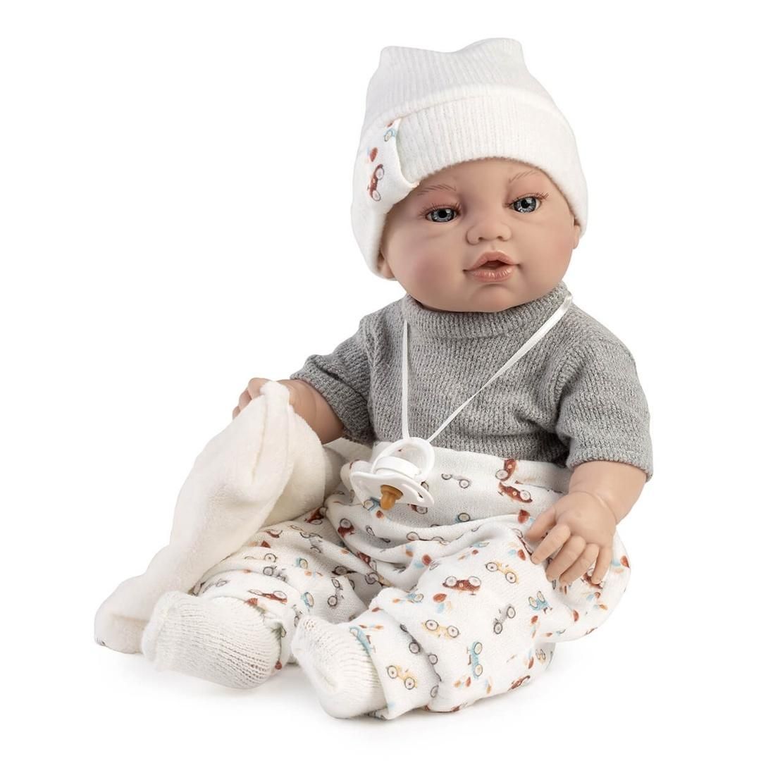 Lalka hiszpańska bobas w białym komplecie 42cm