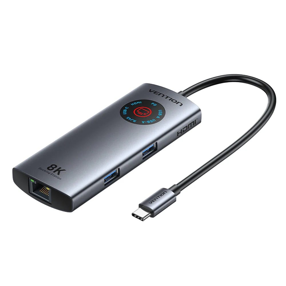 Vention USB-C 6w1 8K@30Hz 100W PD LED TQZHB