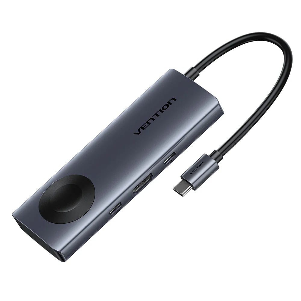 Vention USB-C 6w1 4K@60Hz 100W PD ładowanie indukcyjne TPMHB
