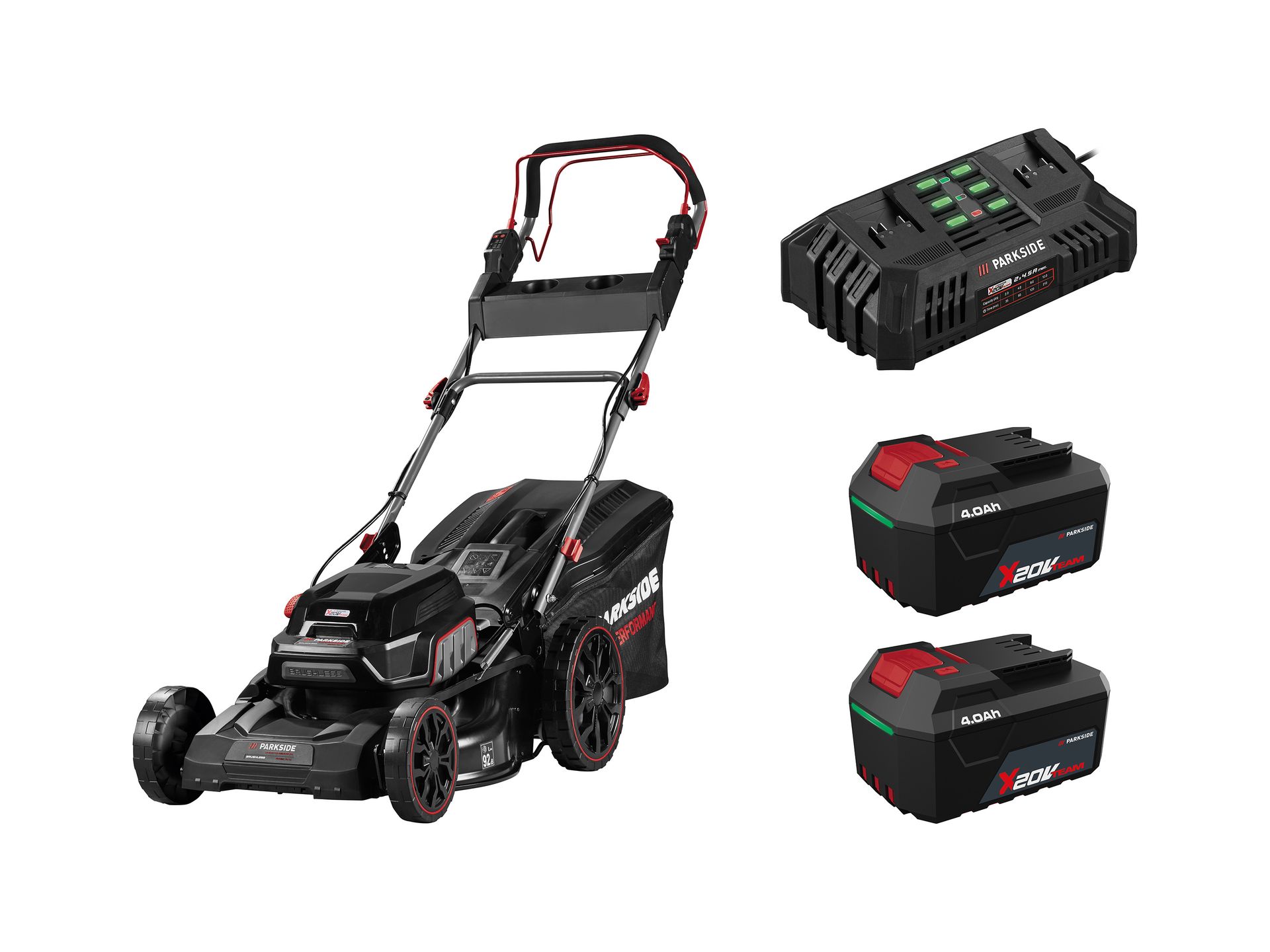 PARKSIDE PERFORMANCE® Zestaw Akumulatorowa kosiarka, 40 V z 2 akumulatorami, 4 Ah i podwójną ładowarką, 2 x 4,5 A