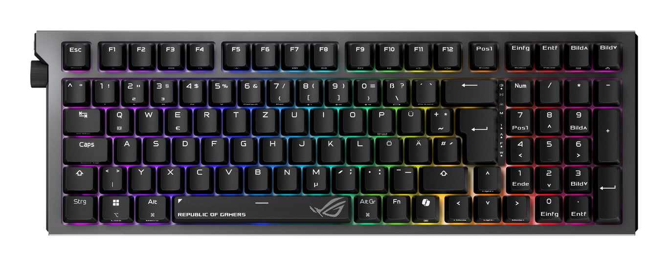ASUS ROG Strix Morph 96 Wireless klawiatura Gaming USB + RF Wireless + Bluetooth QWERTZ Niemiecki Czarny 90MP04IF-BKDA03