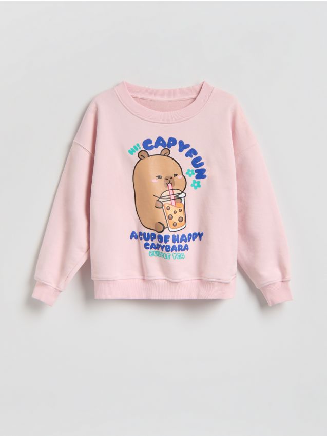 Reserved - Bluza Kapibara CapyFun - różowy
