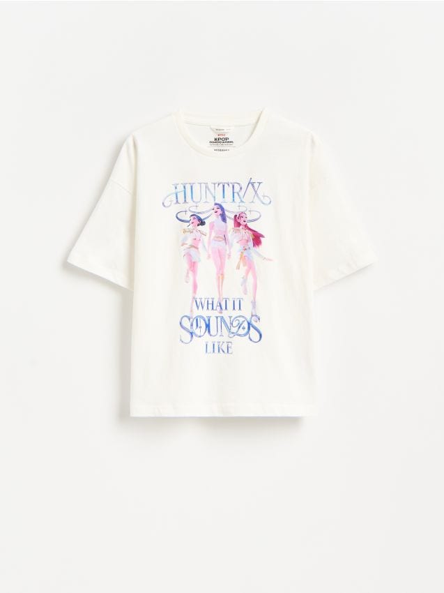 Reserved - T-shirt Kpop Demon Hunters™ - złamana biel