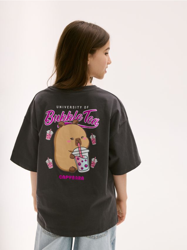 Reserved - T-shirt Kapibara CapyFun - ciemnoszary