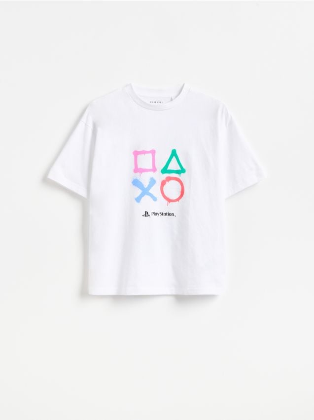 Reserved - T-shirt Playstation - biały