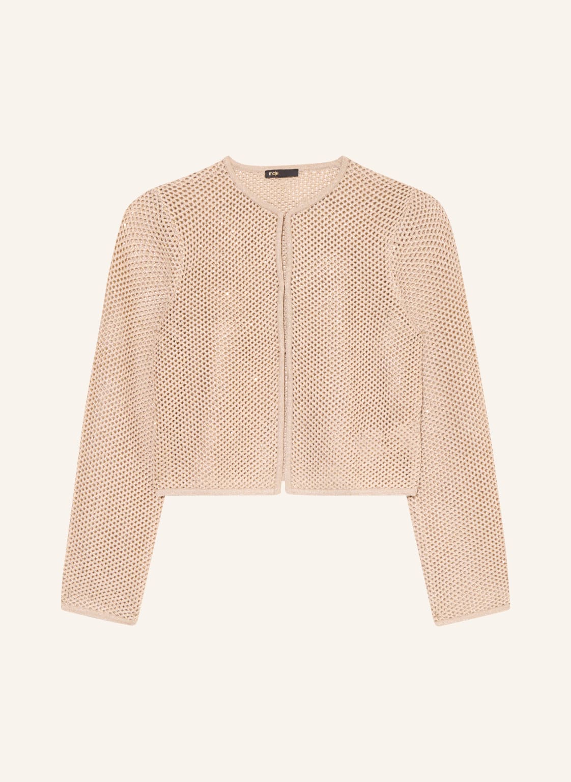 Maje Kardigan Z Brokatową Przędzą I Cekinami beige