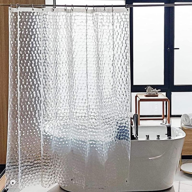 Zasłona prysznicowa 180 x 200 cm — Półprzezroczysta zasłona prysznicowa 3D EVA (z haczykami) — Wodoodporna, antybakteryjna, szybkoschnąca