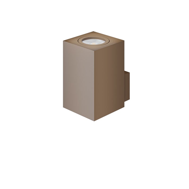Kinkiet LED Zio Wall, Corten, kąt 38°, do żarówek GU10 50 mm, nowoczesny, kwadratowy design do oświetlenia wnętrz – Beneito & Faure