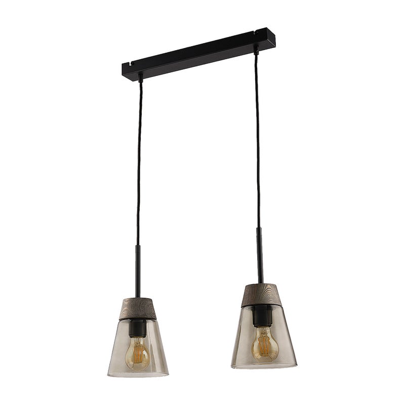 Lampa wisząca DOMINO czarna dymiona 2xE27x40W metal wym:60x45x15cm IP20 Jupiter