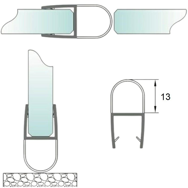 Uszczelka do kabiny prysznicowej Hakner P13 nakładana do szkła 8mm długość 2200mm transparentna - 1 szt.