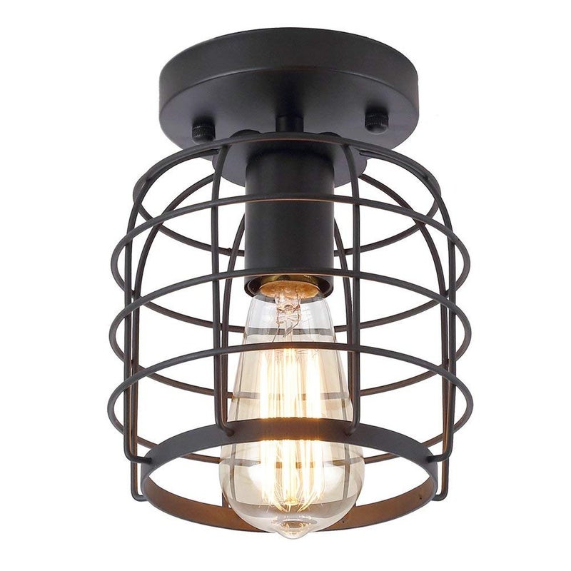 Nowoczesny i prosty sufitowy lampion w metalowej siatce, retro lampa wejściowa, ciepłe światło, 220 V, gwint E27