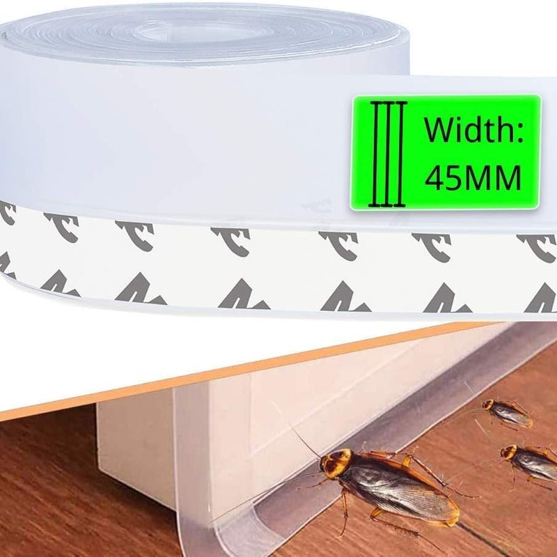 Uszczelka do drzwi prysznicowych – samoprzylepna, przezroczysta taśma uszczelniająca 45 mm do dużych szczelin do 30 mm, do szklanej ściany/okna, odpo