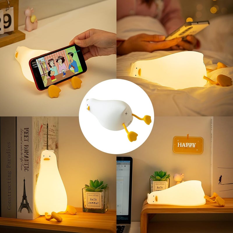 Lampka nocna LED dla dzieci, lampka nocna w kształcie kaczki z 3 poziomami światła, lampka nocna w kształcie kaczki ze sterowaniem dotykowym i ściemni