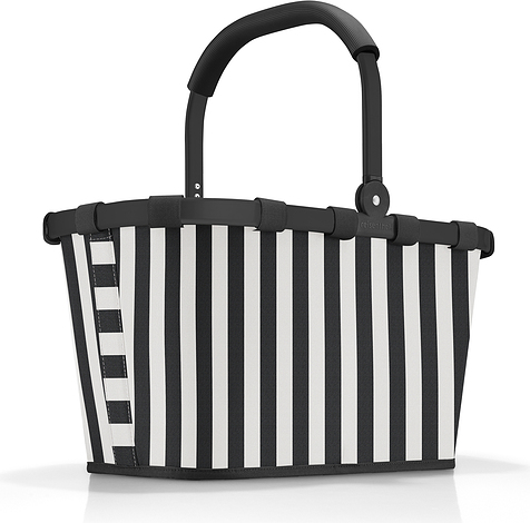 Koszyk na zakupy Carrybag w paski czarno-biały z recyklingu