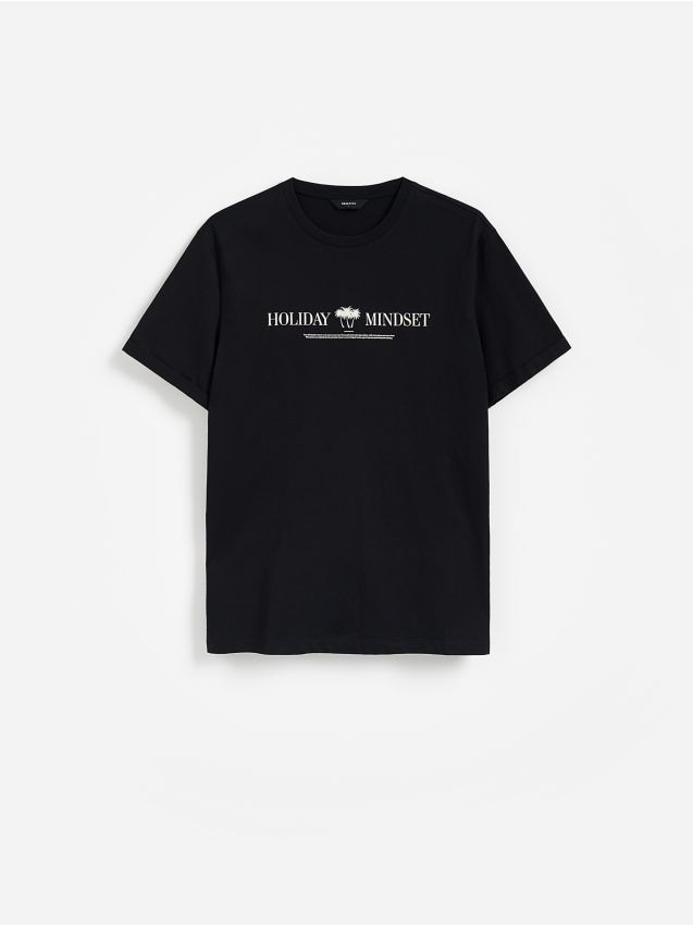 Reserved - T-shirt regular z nadrukiem - czarny