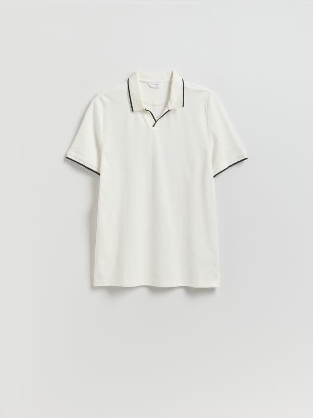 Reserved - Koszulka polo regular fit - złamana biel