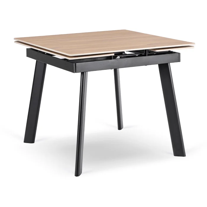 Stół Rozkładany Kwadratowy LARES 90-150 cm Ceramiczny Dąb/Czarny Loft