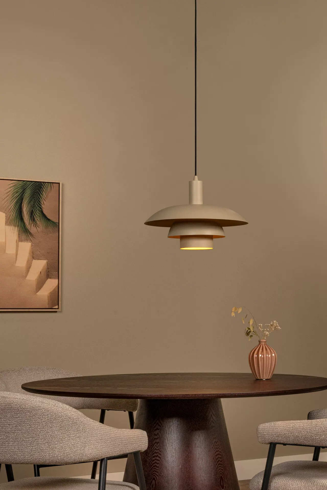 BRUNO lampa wisząca retro 38cm taupe beżowa 1xE27 LUCIDE 21444/38/41
