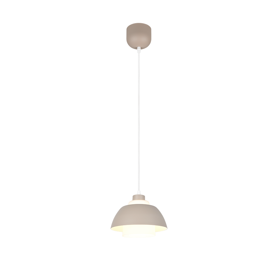 TILOS lampa wisząca metalowa fi 23cm ciepły szary z białym kloszem 1xE27 R36501043