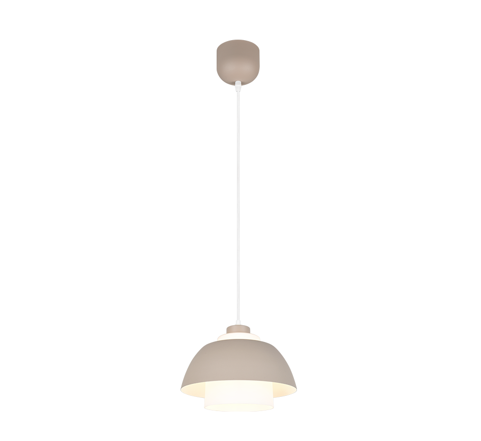 TILOS lampa wisząca metalowa fi 30cm ciepły szary z białym kloszem 1xE27 R36501943