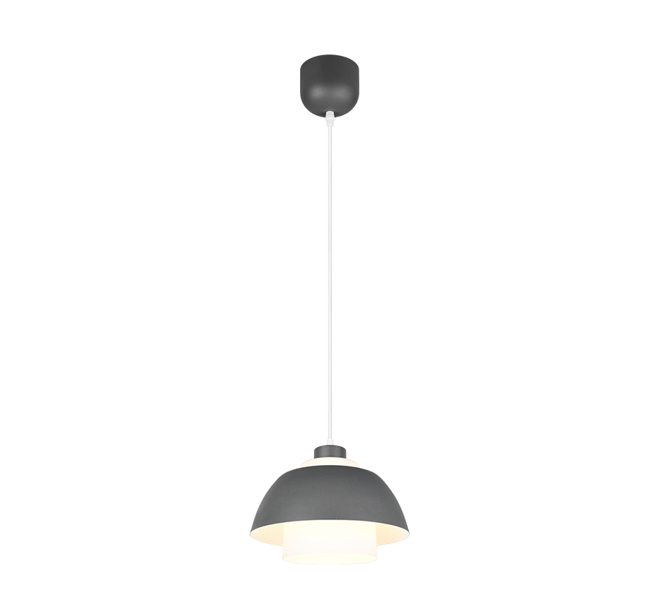 TILOS lampa wisząca metalowa fi 30cm antracyt z białym kloszem 1xE27 R36501942