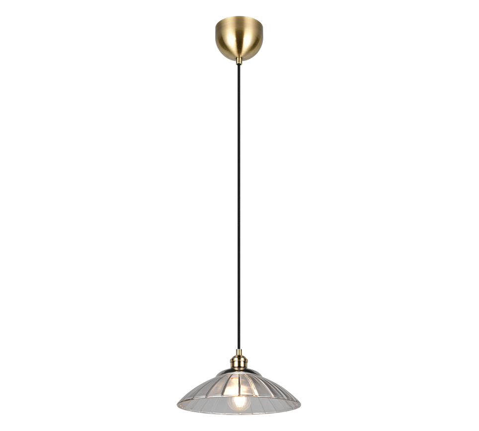 ELUNA lampa wisząca retro patynowa klosz szkło przeźroczyste 1xE27 R36521004