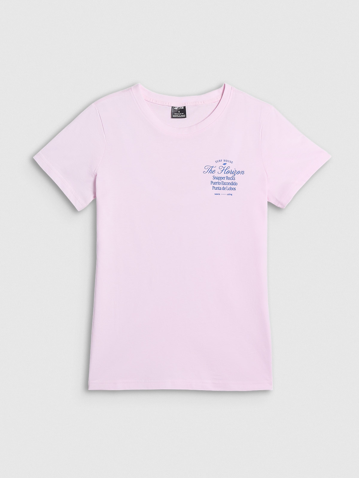 4F T-shirt regular z nadrukiem damski - różowy XL
