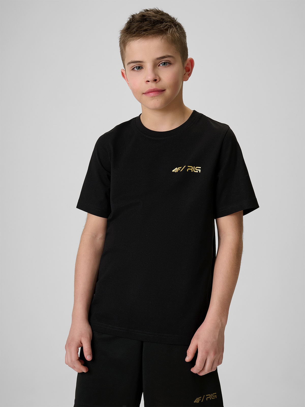 4F T-shirt regular z nadrukiem dziecięcy 4F JUNIOR x Robert Lewandowski - czarny 164 (13-14 lat)