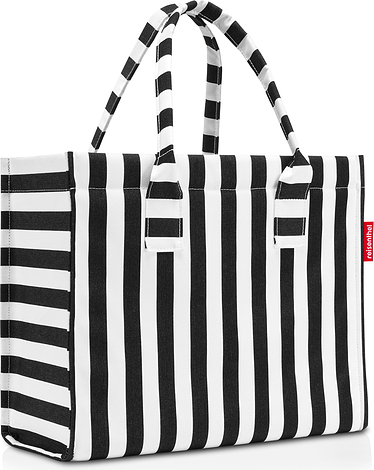 Torba Daily Shopper w paski czarno-biała z recyklingu