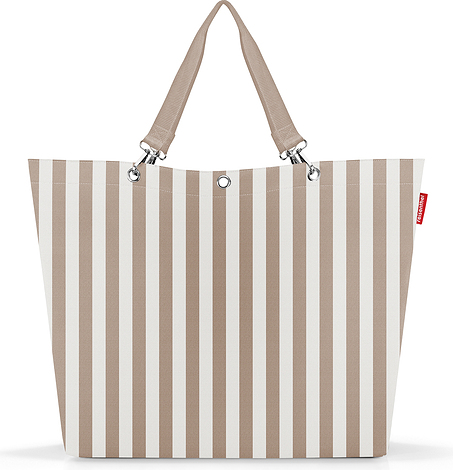 Torba Shopper w paski XL brązowo-biała z recyklingu