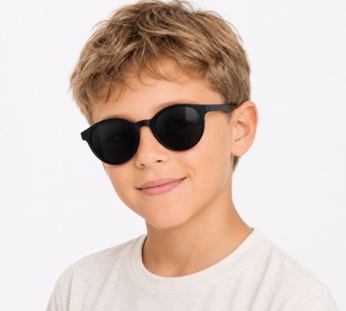 Elastyczne okulary przeciwsłoneczne dla dzieci Sunoptic SK11C czarne UV400 kat. 3 8-12 lat
