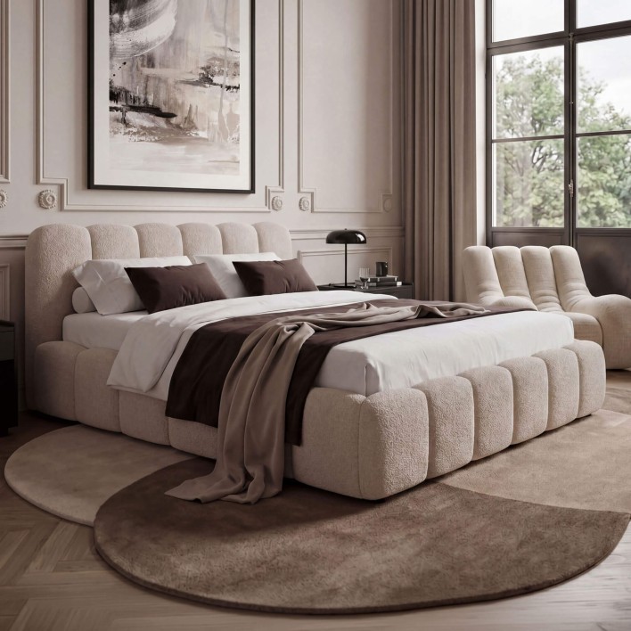 Łóżko tapicerowane z pojemnikiem SFG0213 180x200 Boucle Ecru #33