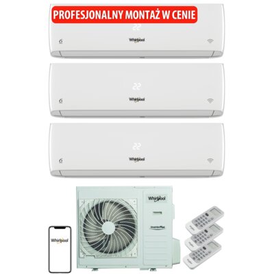 WHIRLPOOL Klimatyzator Multi Split Pompa ciepła powietrze - powietrze MSODU24 MSIDU09 (3 pomieszczenia) 